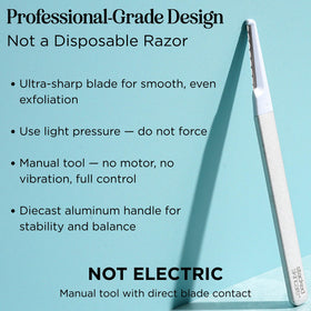 StackedSkincare dermaplaning tool side grip showing ergonomic control