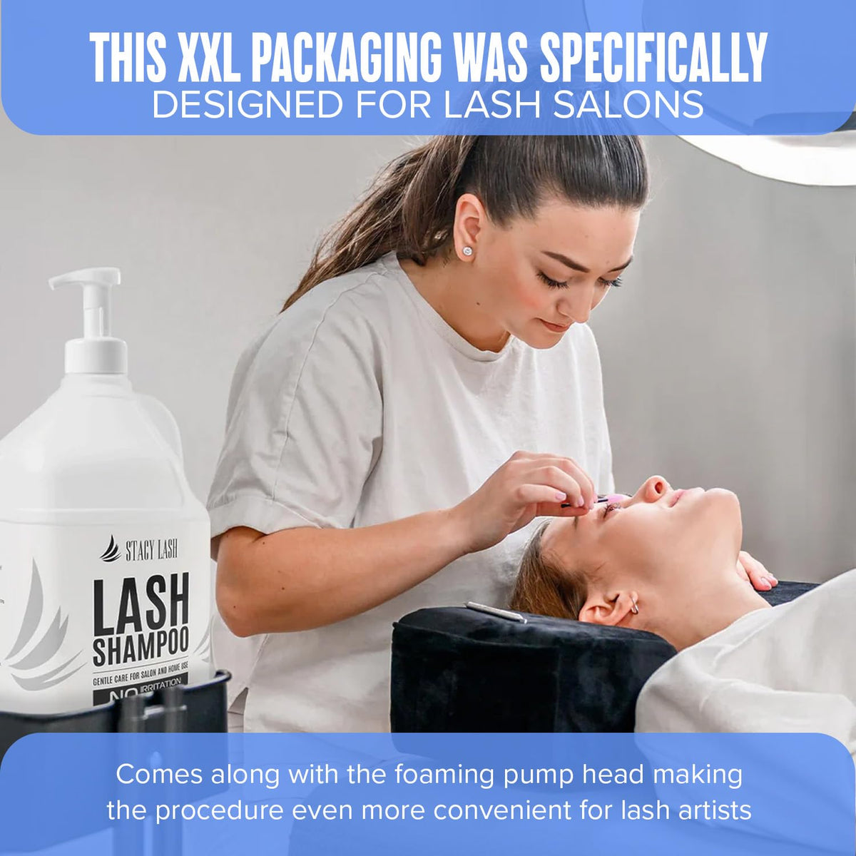STACY LASH bulk-volume bottle option for salon use