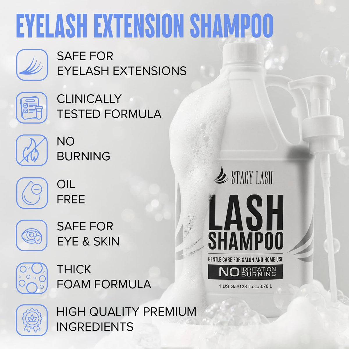 STACY LASH foaming pump dispenser for quick, mess-free application