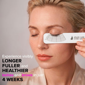 Stacy Lash Growth Serum on brows, offering a fuller appearance.