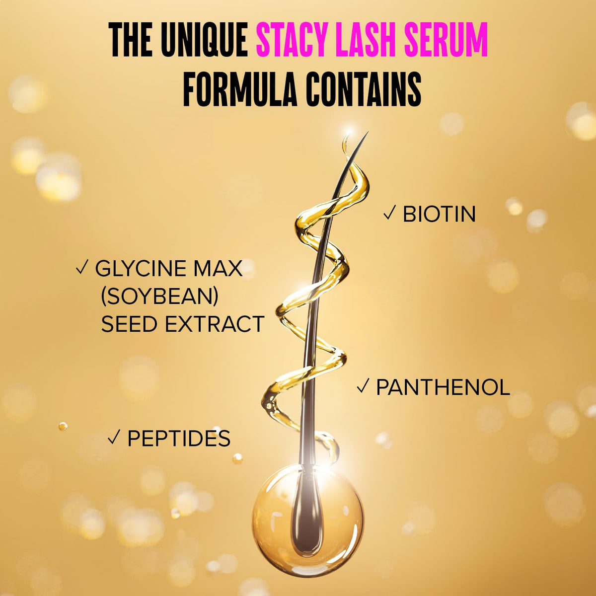 Stacy Lash Growth Serum texture on the skin, oil-free and comfortable to apply.