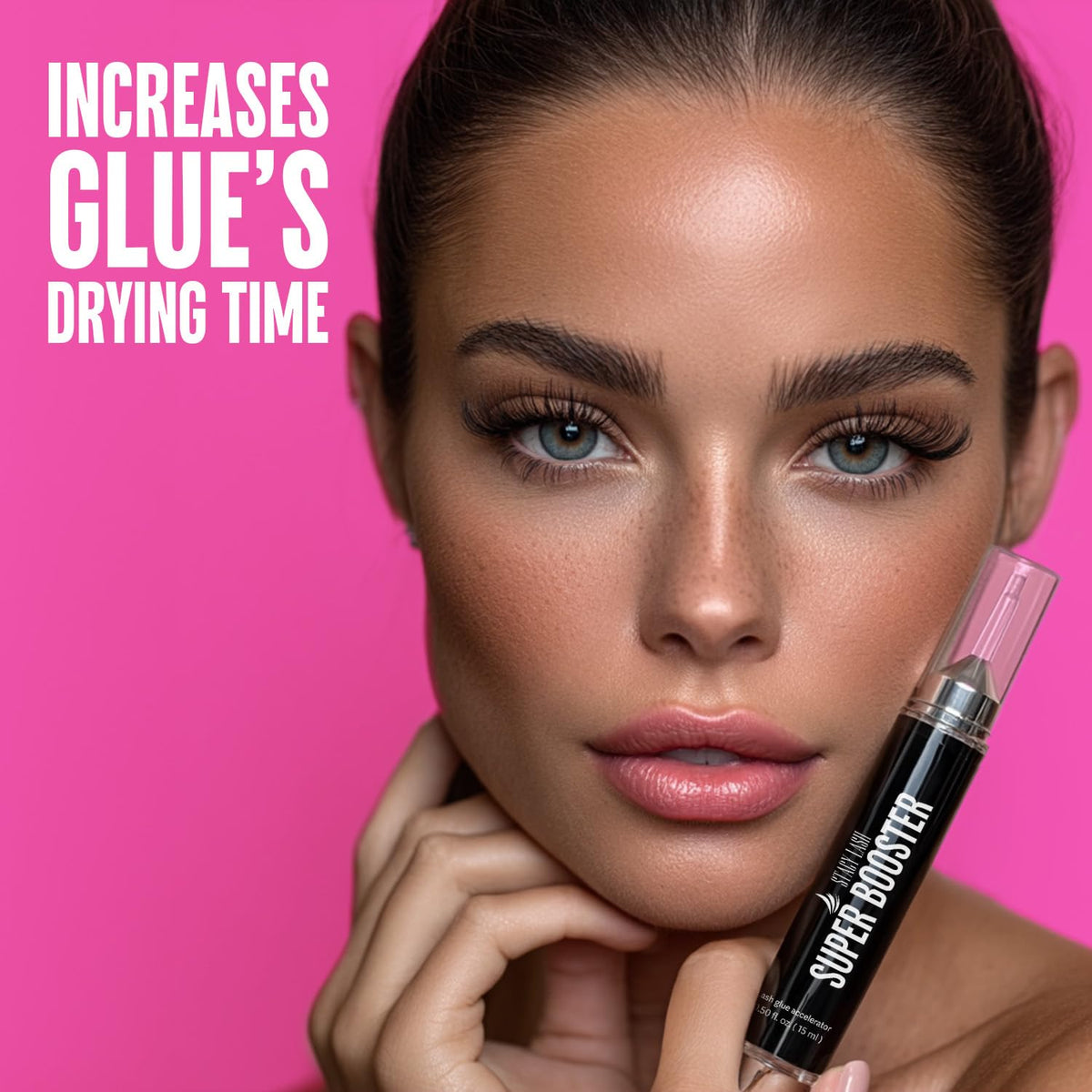 STACY LASH Super Booster in use accelerates lash procedure times.