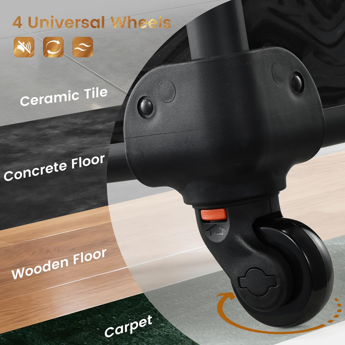Stagiant 360-degree swivel wheels ensure smooth, silent movement.