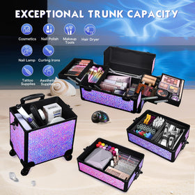 Stagiant 4-in-1 train case configuration with removable compartments for flexibility