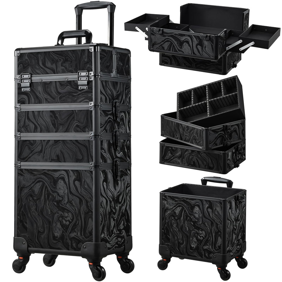 Stagiant Alpine Black rolling case front view, ideal for on-the-go professionals.