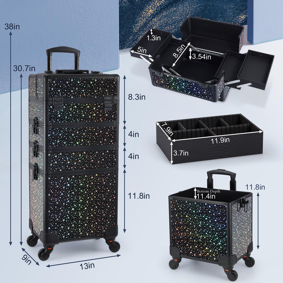 Stagiant aluminum-framed construction offers durable protection during travel