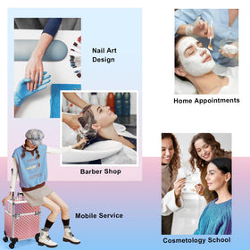 Stagiant bottom storage holds styling tools and larger cosmetics securely