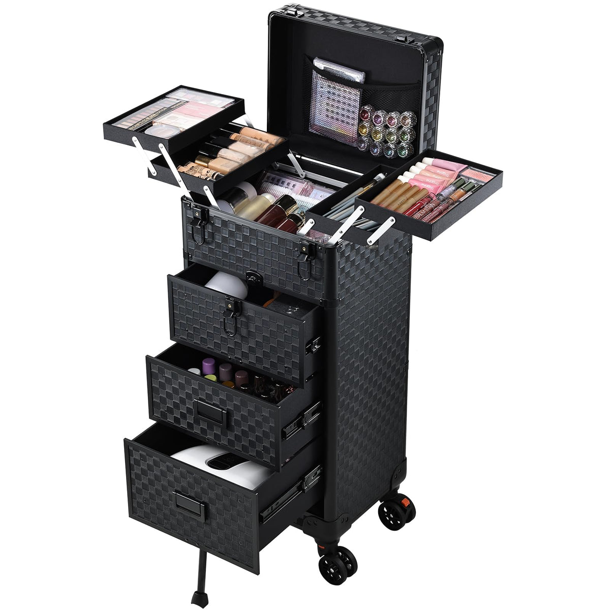 Stagiant durable black aluminum frame protects valuables during travel.