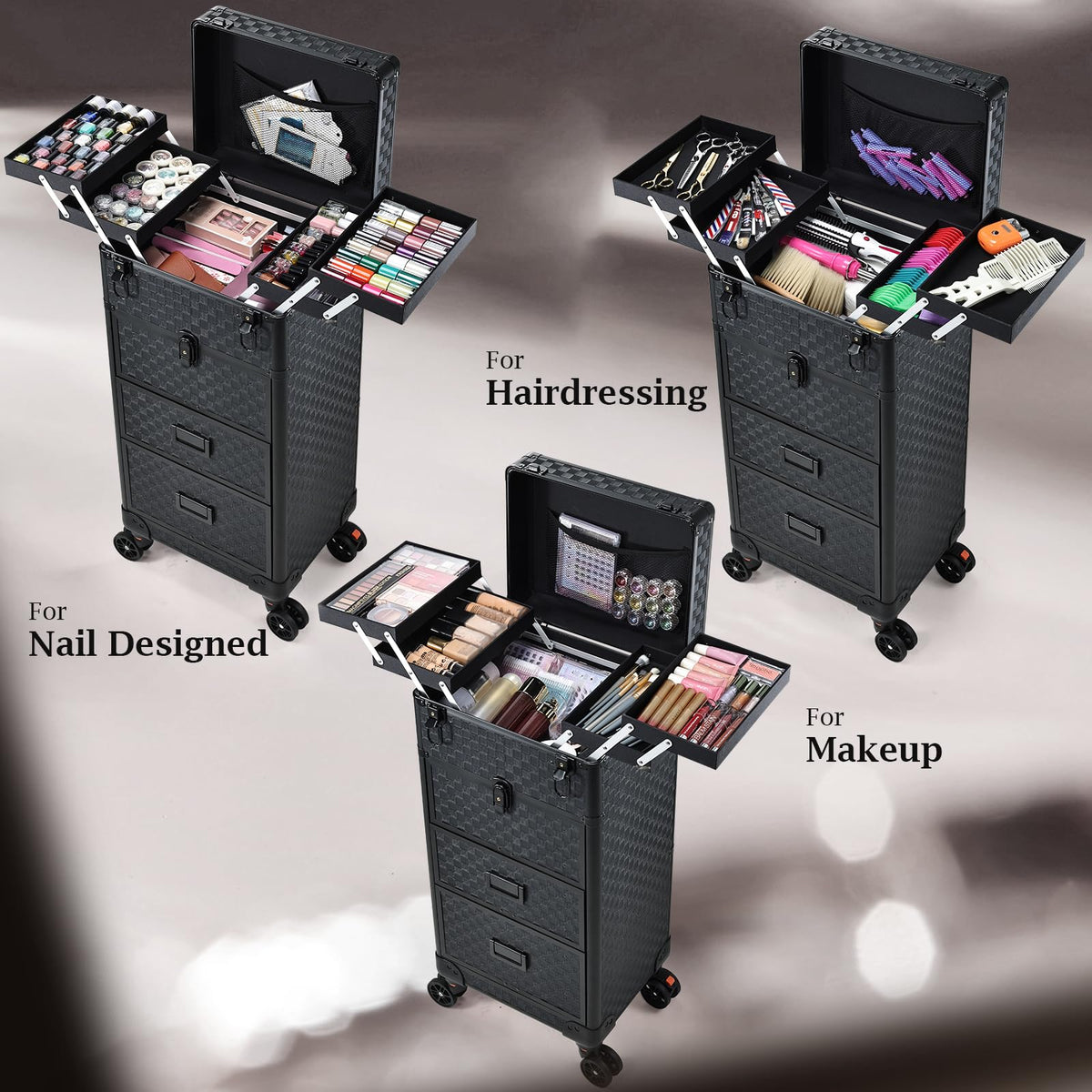 Stagiant hidden foot stand adds stability when drawers are fully extended.