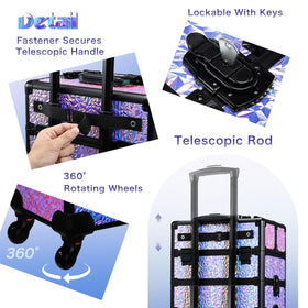 Stagiant key locking mechanism secures cosmetics during transit