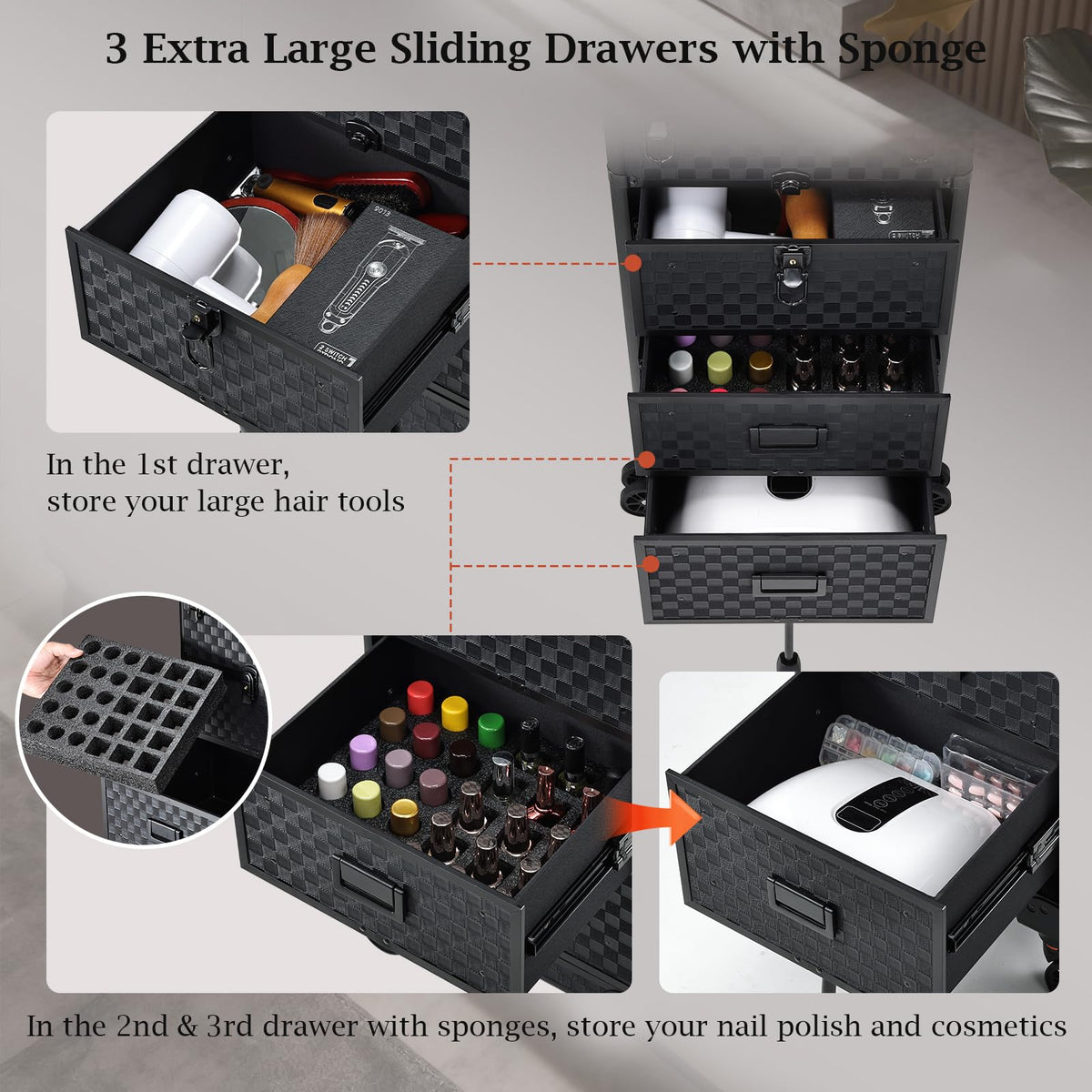 Stagiant multi-function case with expandable trays keeps tools organized.