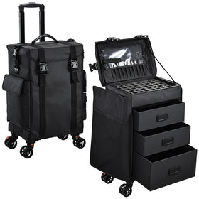 Stagiant rolling makeup case front view for easy transport.