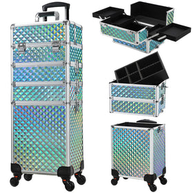 Stagiant rolling makeup case on wheels for easy travel and secure storage.