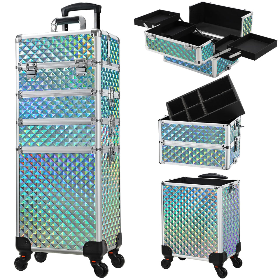 Stagiant rolling makeup case on wheels for easy travel and secure storage.