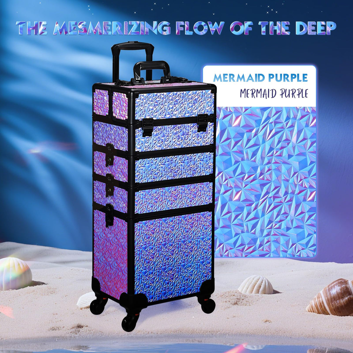 Stagiant rolling makeup case side profile highlighting portability on trips