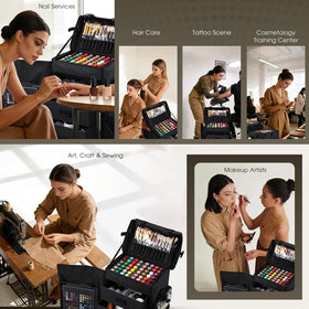 Stagiant rolling makeup case three-drawer setup for larger items.