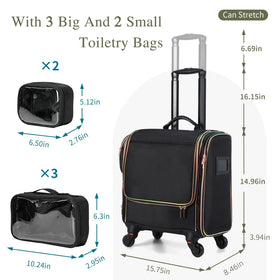 Stagiant rolling makeup train case three big pockets hold hair products and tools
