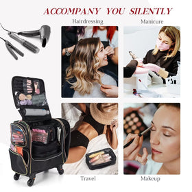 Stagiant rolling makeup train case carry-on wheels make travel effortless