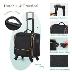 Stagiant rolling makeup train case see-through name tag for fast ID