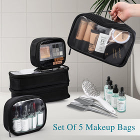 Stagiant rolling makeup train case PVC pocket for quick small-item access