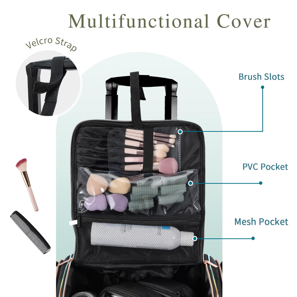 Stagiant rolling makeup train case five toiletry bags offer versatile travel organization