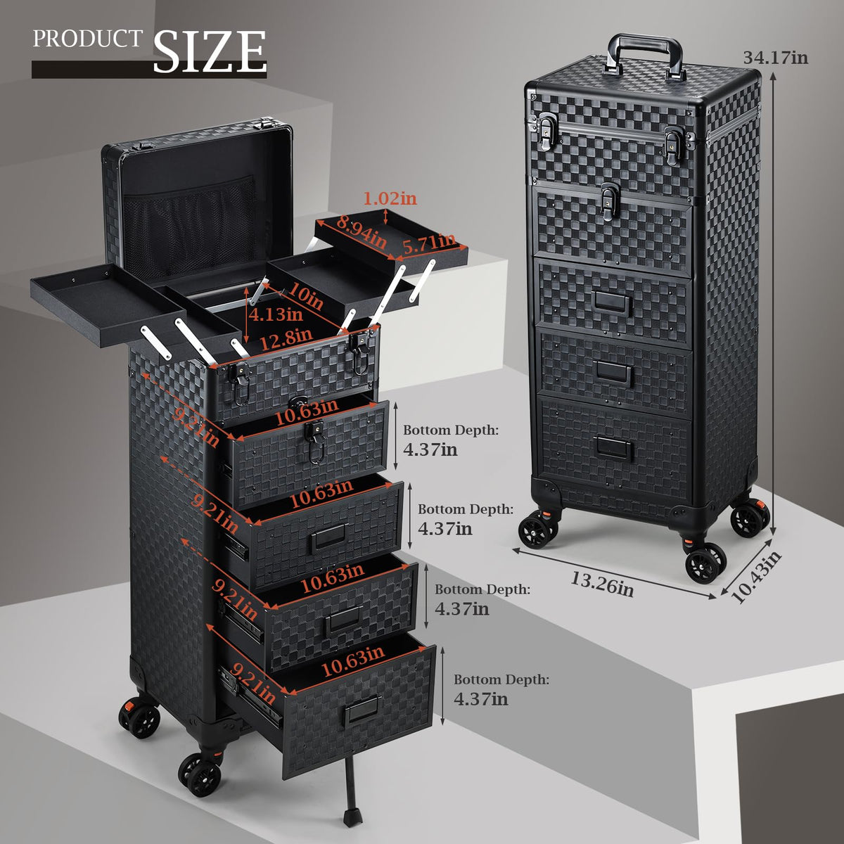 Stagiant three-drawer system with push-to-open design.