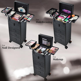 Stagiant top compartment with expandable trays for tools.