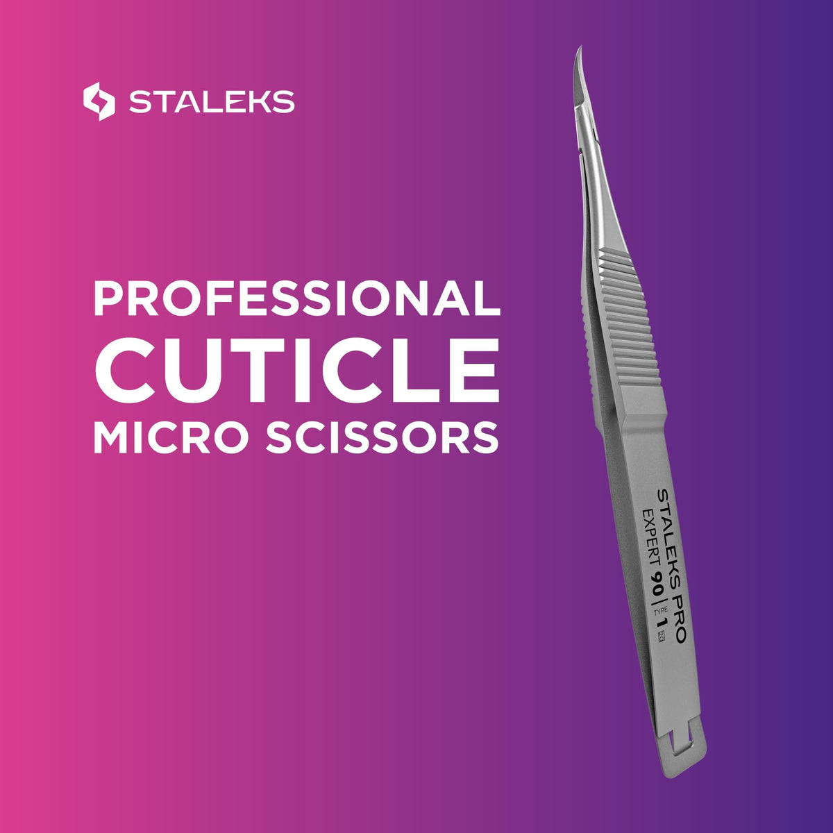 STALEKS PRO Expert 90 cuticle micro scissors in durable stainless steel for lasting performance.