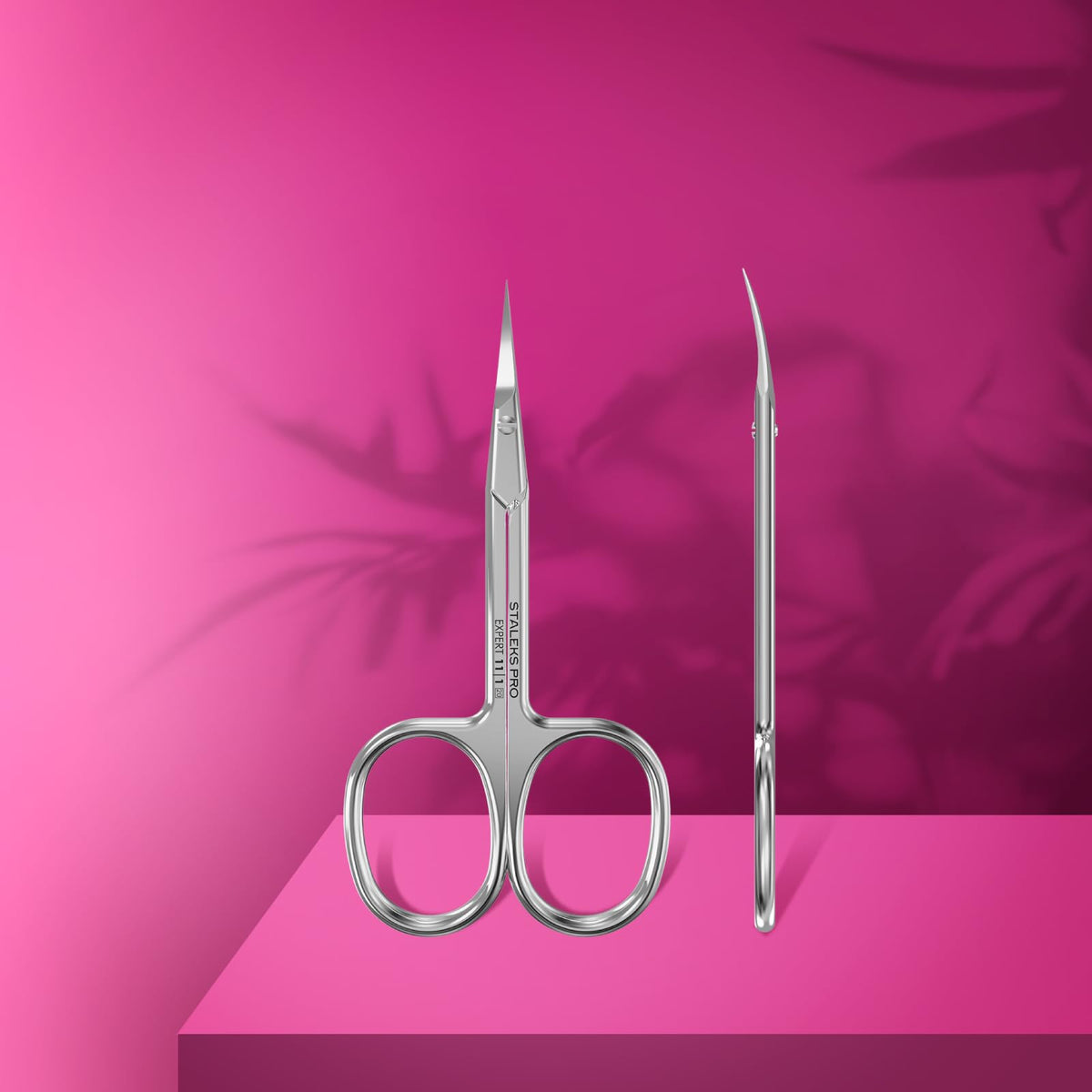 Close-up of narrow tapered blades for precise access to the cuticle.