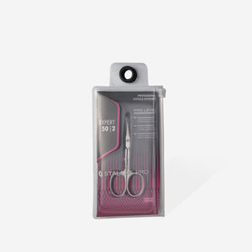 Staleks Pro Expert 50 cuticle scissors ergonomic handles aid comfortable use.