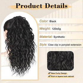 Stamped Glorious 18in curly wavy pony tail highlighting textured fullness and bounce.