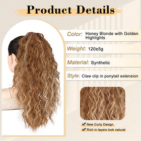 Stamped Glorious honey-blonde-golden-highlights pony-tail adds sun-kissed depth.