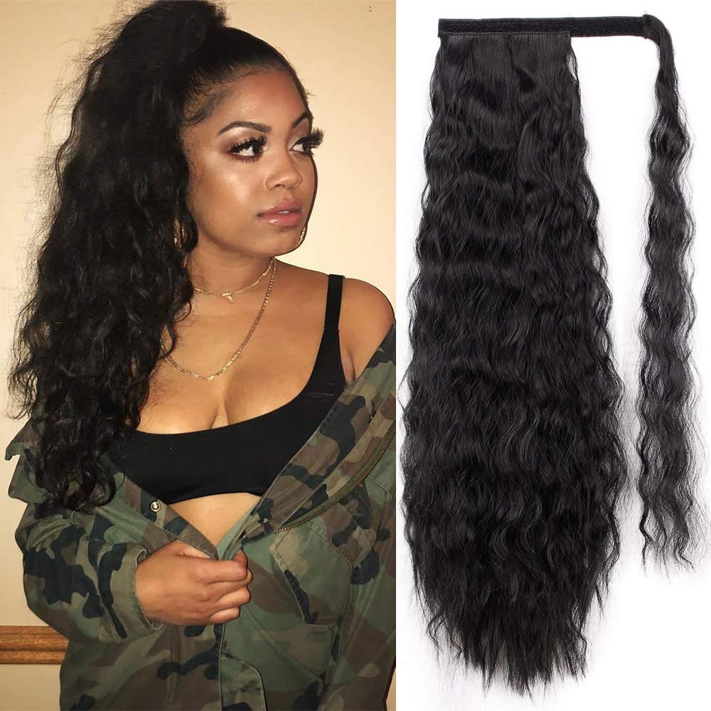 Stamped Glorious long corn wave ponytail wrap for natural, seamless styling.