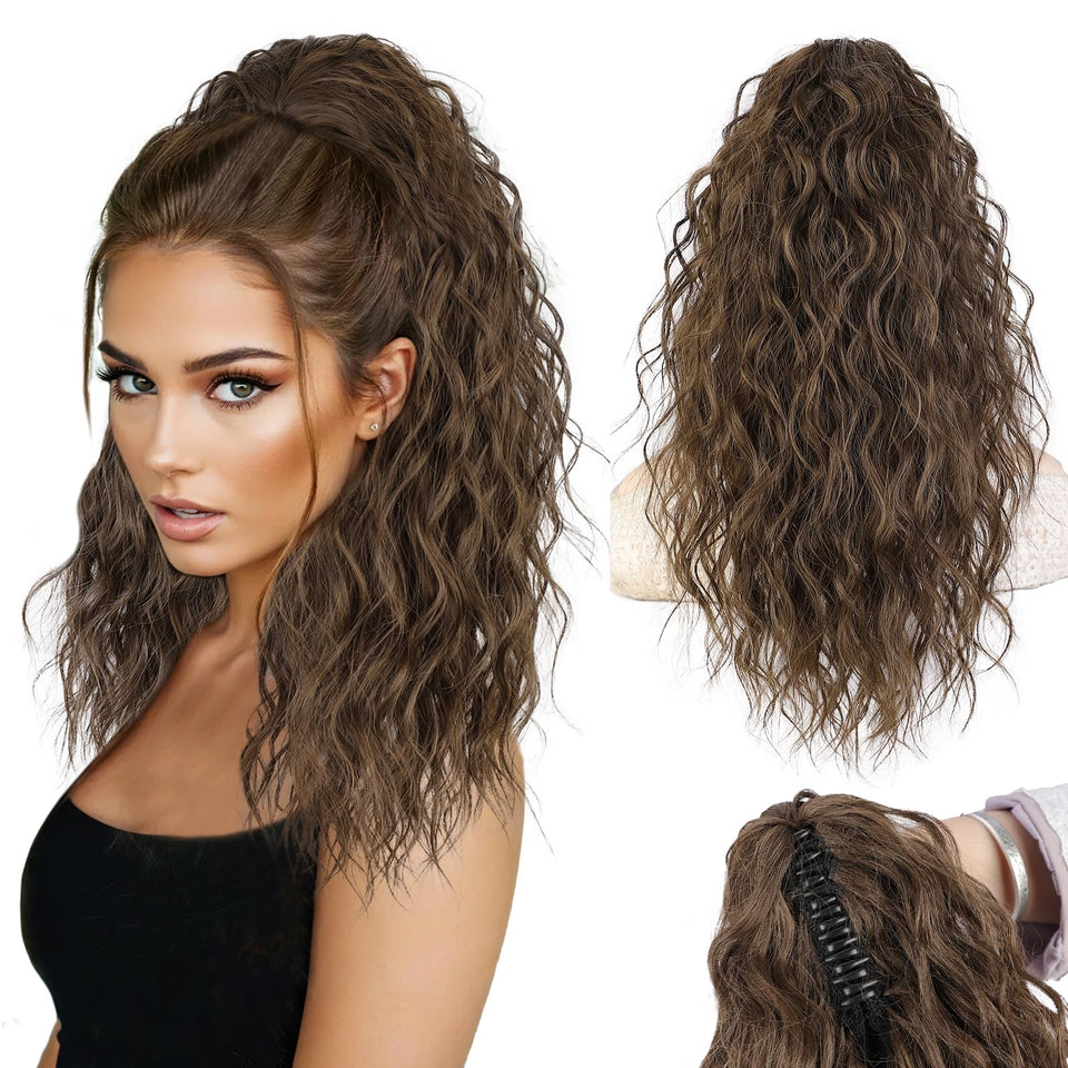 Stamped Glorious 18-inch multi-layered pony-tail clip-on adds natural fullness.