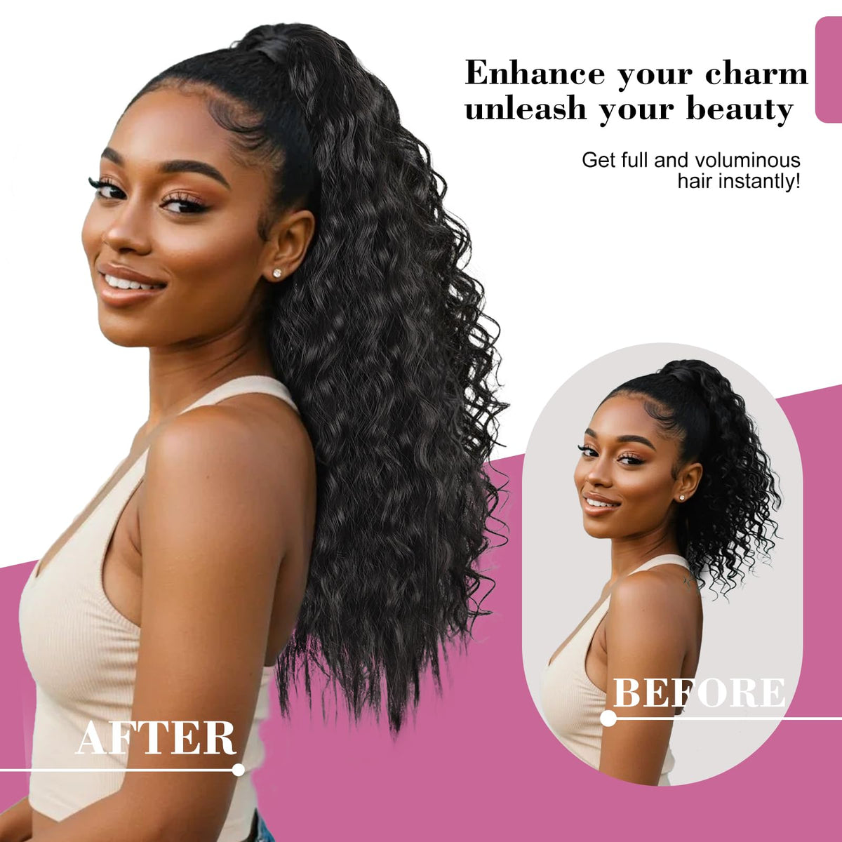 Stamped Glorious velcro wrap provides quick, secure hair styling.