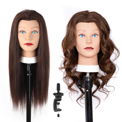 Stancia mannequin head with 100% human hair for authentic styling practice.