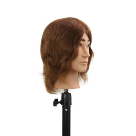 Stancia mannequin head with human hair, 7-inch strands, for styling practice.