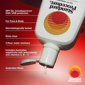 Standard Procedure SPF 50+ dry-touch formula for fast absorption.