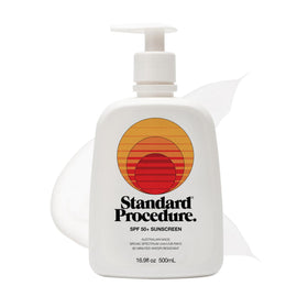 Standard Procedure SPF50 face and body bottle offering broad protection for daily use.