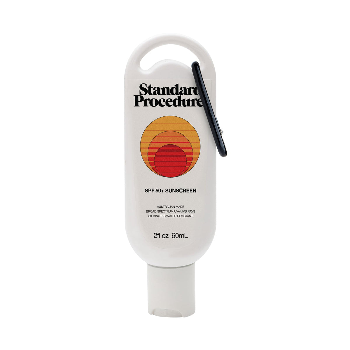 Standard Procedure SPF50 travel-size sunscreen bottle for on-the-go protection