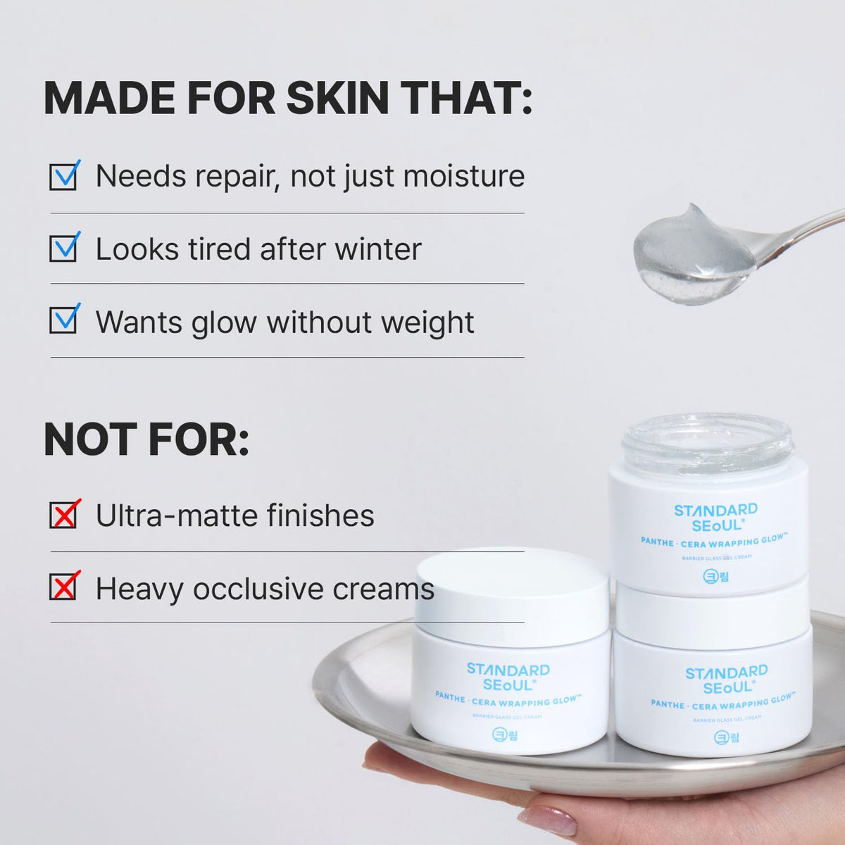 Standard Seoul Barrier Glass Gel Moisturizer supports the skin barrier with lightweight hydration.