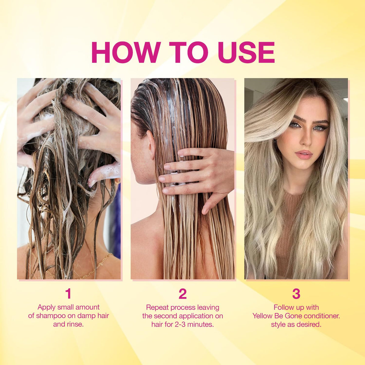 STAR CARE Yellow Be Gone damp hair on head ready for use