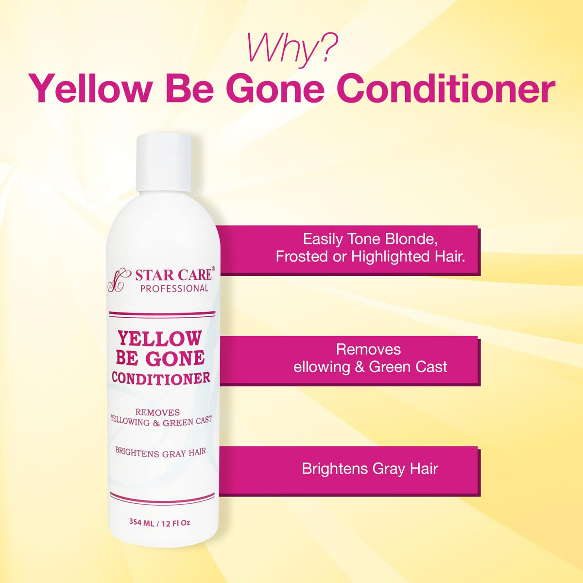 STAR CARE Yellow Be Gone label closeup highlights premium cool-tone formula