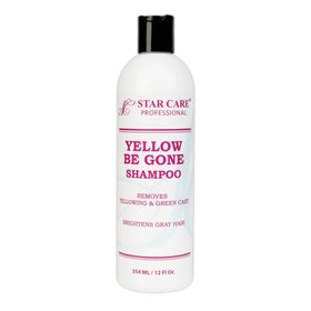 STAR CARE Yellow Be Gone Shampoo bottle showing brassiness cooling and shine