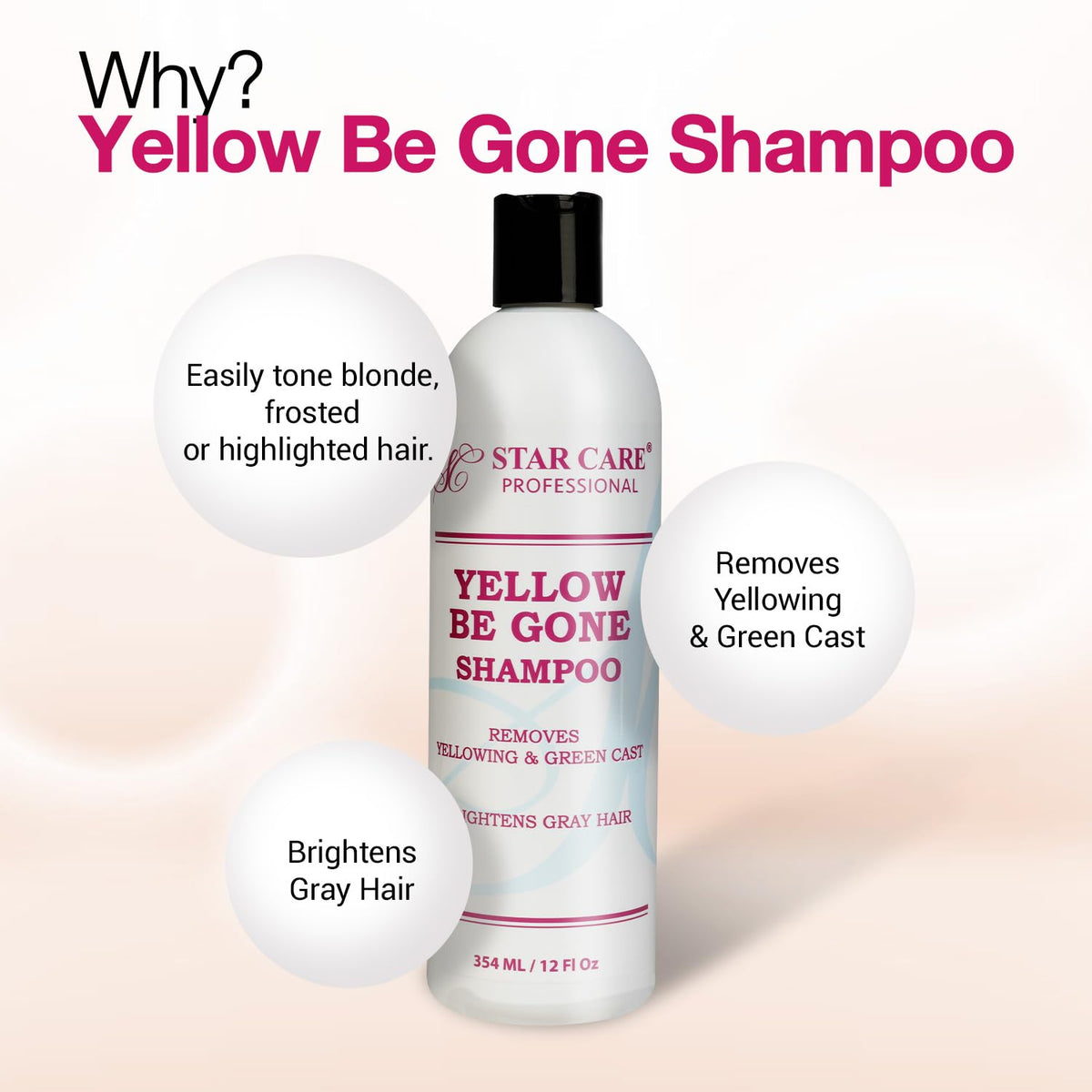 STAR CARE Yellow Be Gone Shampoo foamy lather correcting brassiness for cool tone