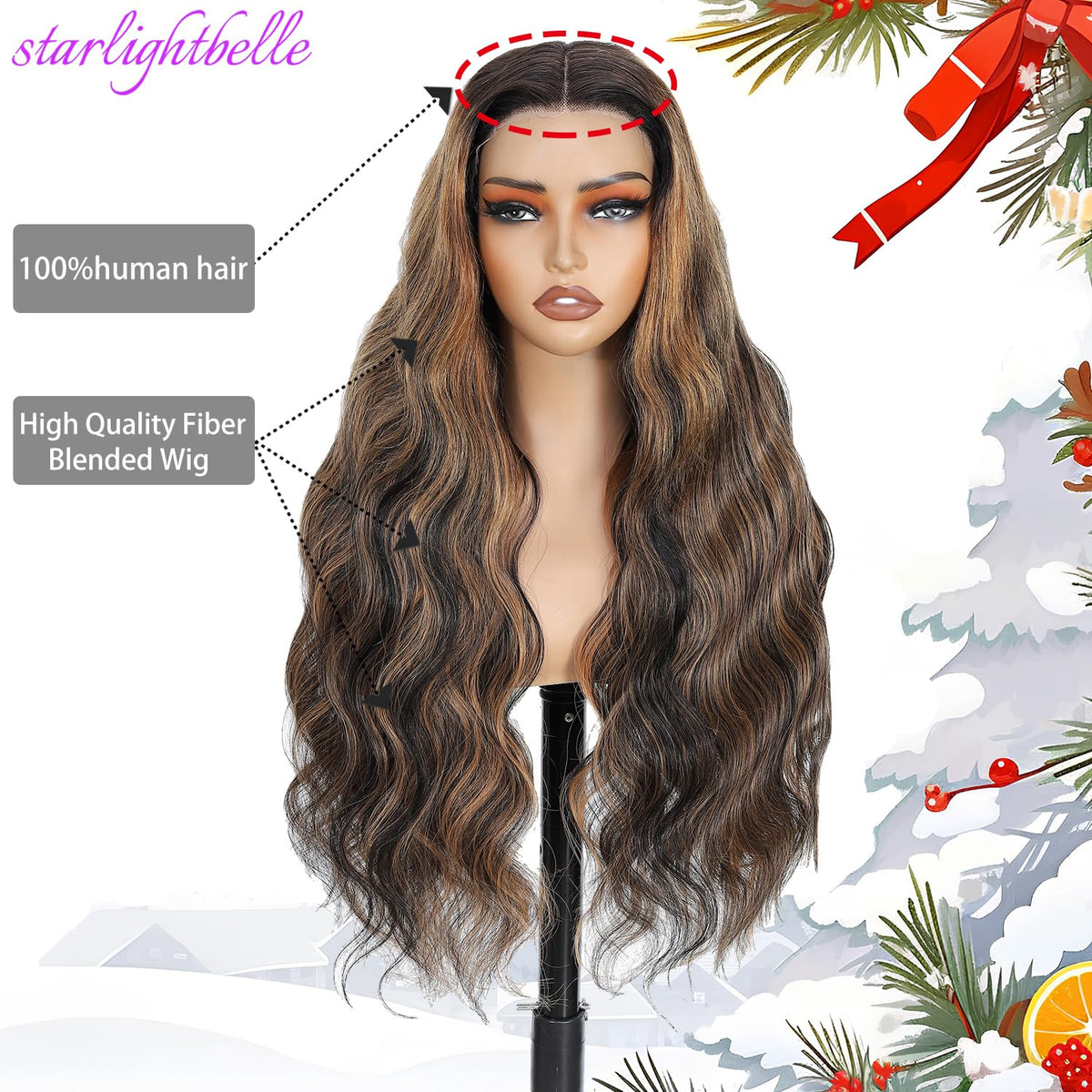 StarlightBelle Highlight 28-inch ombre wig side profile showing wave