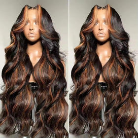 StarlightBelle Highlight 28-inch ombre wig T-part lace front detail