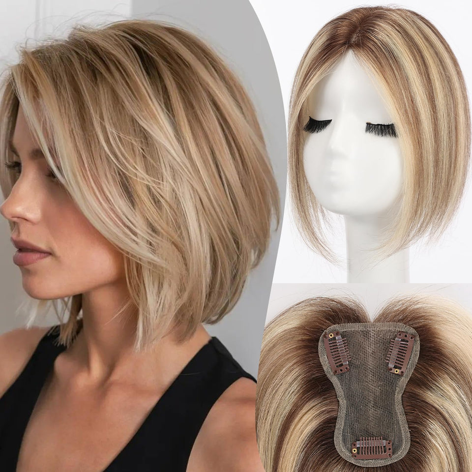 Starluck real human hair topper in ash blonde delivers natural crown coverage