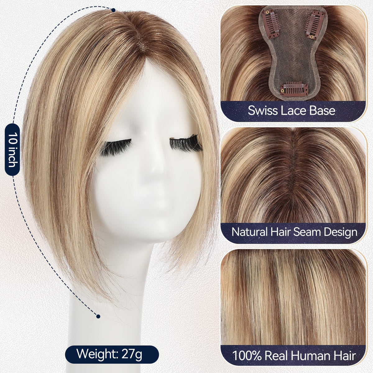 Starluck Swiss lace base 3x4.5 inch blends with scalp for invisibility