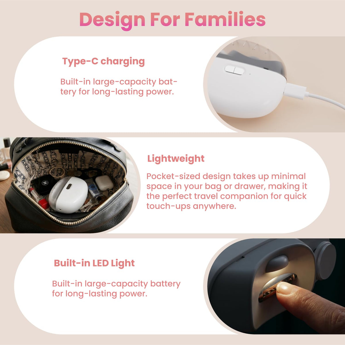 StarLume electric nail clipper LED light glows softly for safe night trimming